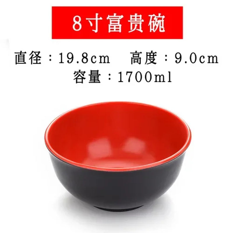 Black and Red Melamine Bowls, Buffet Plates, Ramen Bowl, Soup, Salad Bowl, Plastic Bowls, Kitchenware, Restaurant Supplies