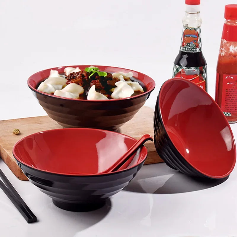 Black and Red Melamine Bowls, Buffet Plates, Ramen Bowl, Soup, Salad Bowl, Plastic Bowls, Kitchenware, Restaurant Supplies
