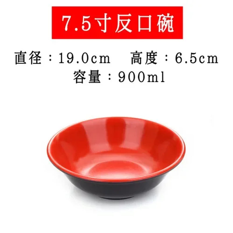 Black and Red Melamine Bowls, Buffet Plates, Ramen Bowl, Soup, Salad Bowl, Plastic Bowls, Kitchenware, Restaurant Supplies
