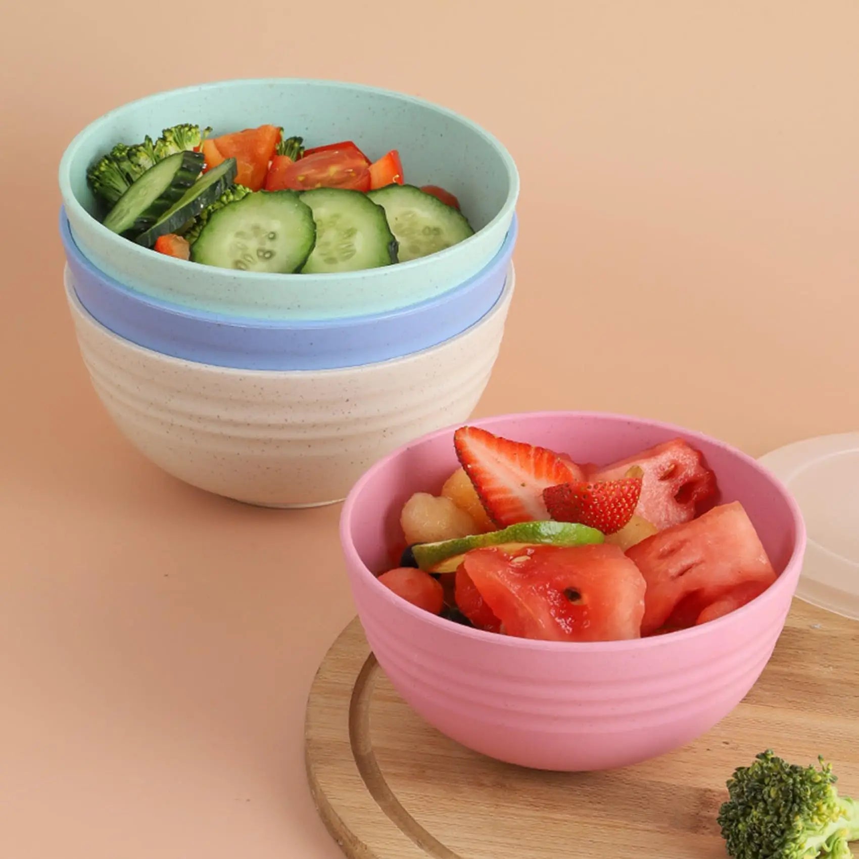 4-Piece Non Fragile Grain Bowl Set -24 Ounce PP Plastic Bowl for Soup/Rice/Grains - Microwave and Dishwasher Safe