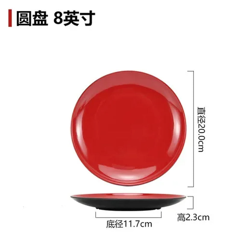 Black and Red Melamine Bowls, Buffet Plates, Ramen Bowl, Soup, Salad Bowl, Plastic Bowls, Kitchenware, Restaurant Supplies