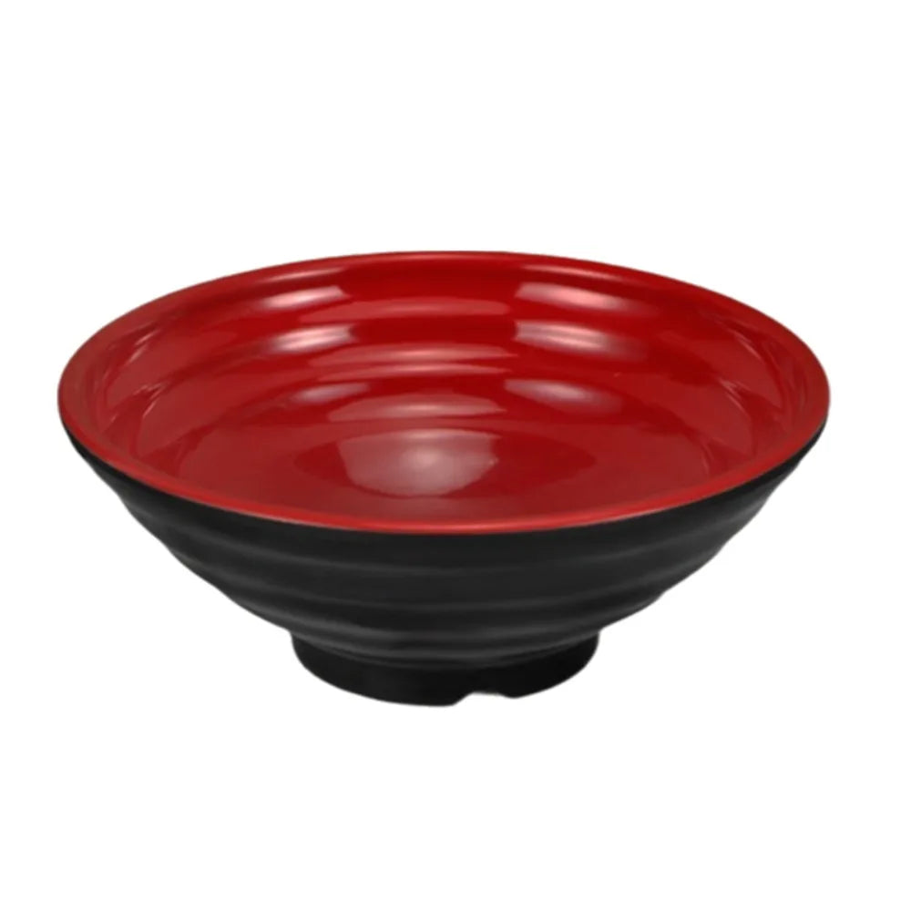 Tableware Melamine Ramen Bowl Red and Black Japanese Style Fruit Salad Bowl Heat Safe Fall-Resistant Soup Bowl Restaurant