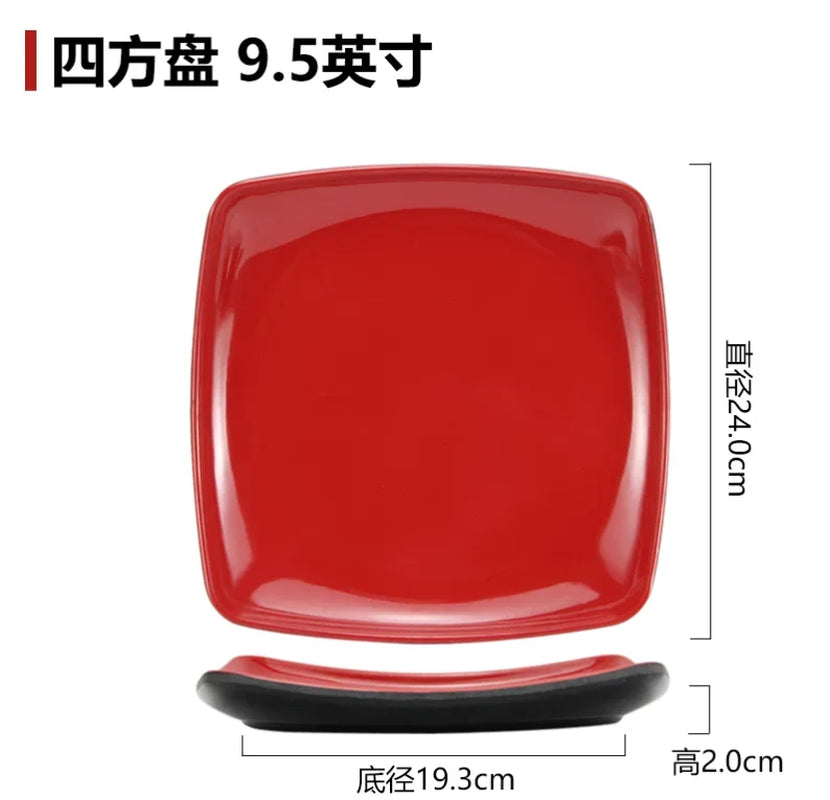 Black and Red Melamine Bowls, Buffet Plates, Ramen Bowl, Soup, Salad Bowl, Plastic Bowls, Kitchenware, Restaurant Supplies