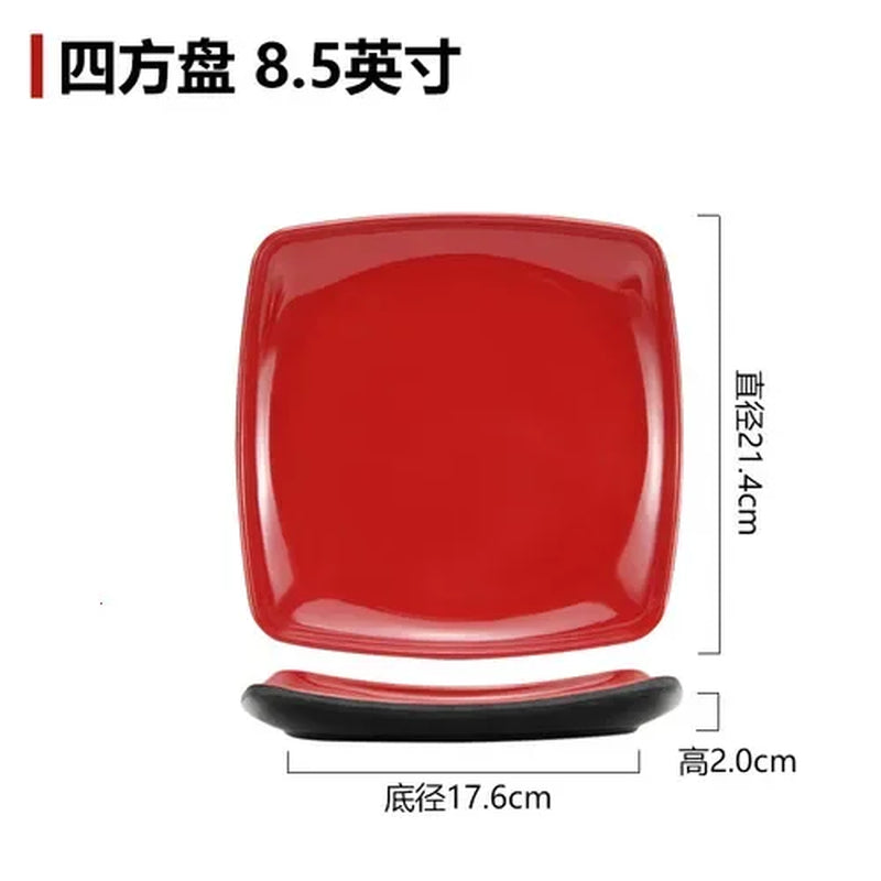 Black and Red Melamine Bowls, Buffet Plates, Ramen Bowl, Soup, Salad Bowl, Plastic Bowls, Kitchenware, Restaurant Supplies