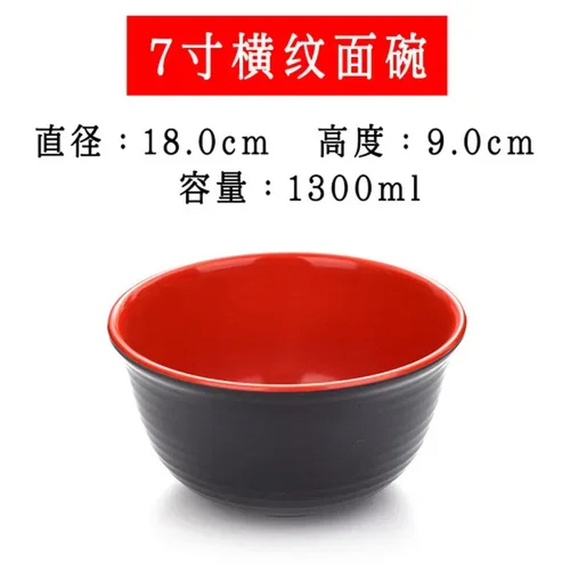 Black and Red Melamine Bowls, Buffet Plates, Ramen Bowl, Soup, Salad Bowl, Plastic Bowls, Kitchenware, Restaurant Supplies