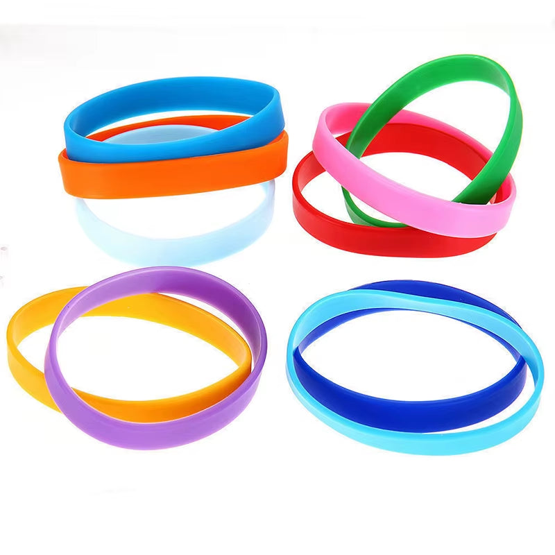 Wholesale 12Colors 1Pc Women Men Silicone Rubber Wristband Flexible Wrist Band Cuff Bracelet Sports Jogger Running Casual Bangle