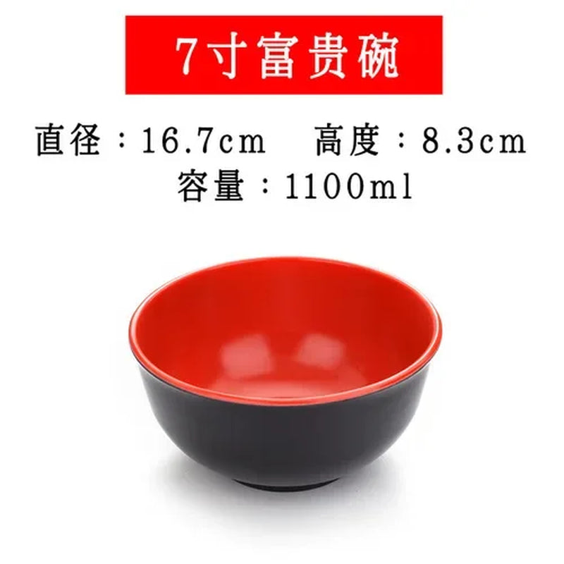 Black and Red Melamine Bowls, Buffet Plates, Ramen Bowl, Soup, Salad Bowl, Plastic Bowls, Kitchenware, Restaurant Supplies