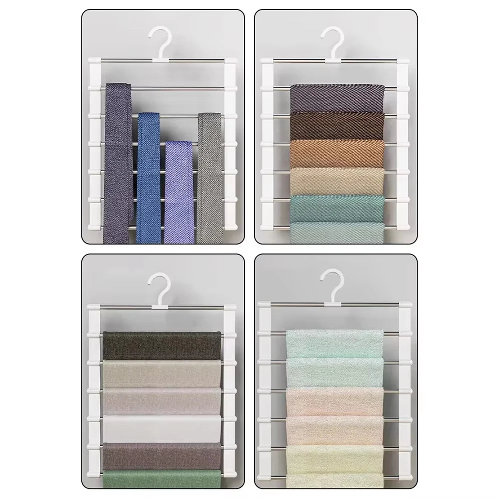 NEW Multi-Layer Pants Hanger Space Saving Closet Organizer Foldable Trousers Clothes Rack Wardrobe Storage with Non Slip Clips