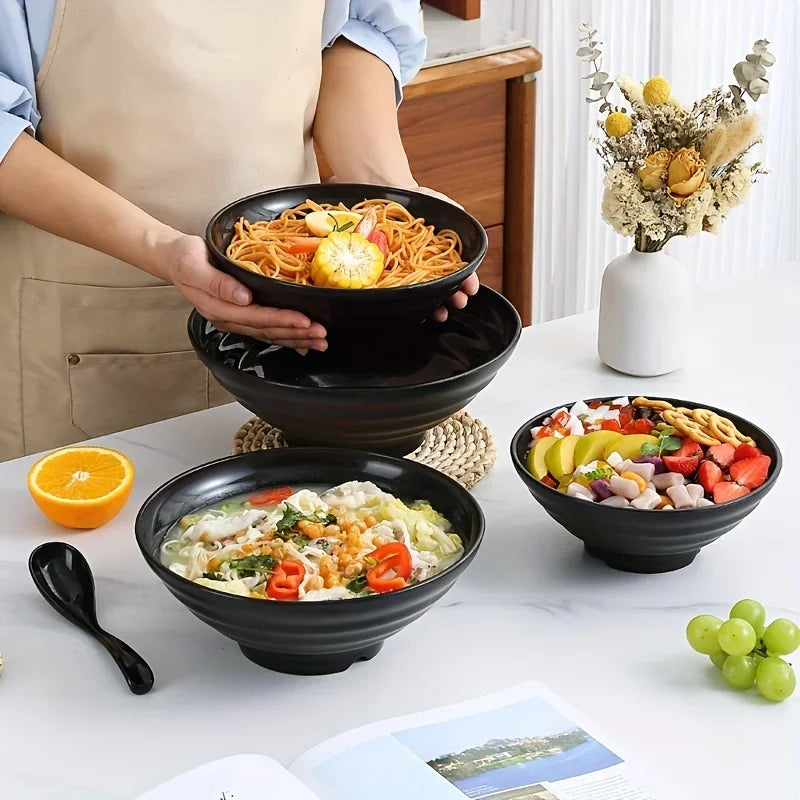 Thickened Plastic Ramen Bowl Anti-Slip Salad Bowl Solid Color Perfect for Kitchen Restaurant Lamian Noodles Bowl(Not CERAMIC)