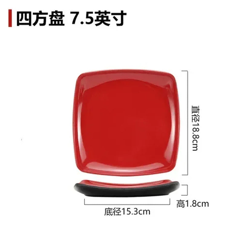 Black and Red Melamine Bowls, Buffet Plates, Ramen Bowl, Soup, Salad Bowl, Plastic Bowls, Kitchenware, Restaurant Supplies