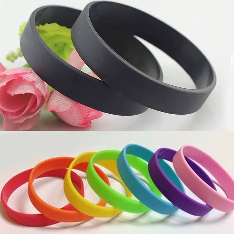 Wholesale 12Colors 1Pc Women Men Silicone Rubber Wristband Flexible Wrist Band Cuff Bracelet Sports Jogger Running Casual Bangle