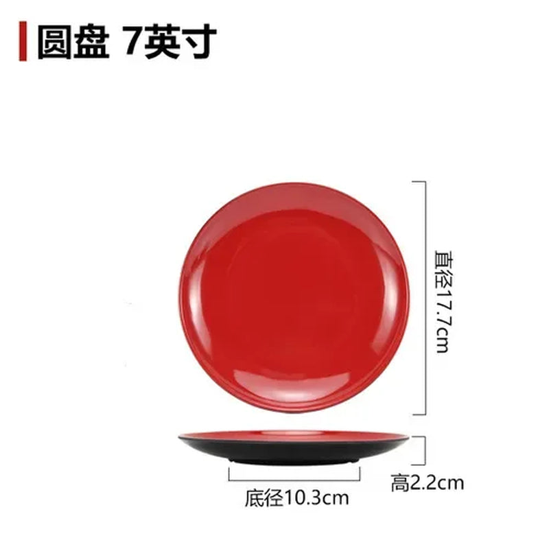 Black and Red Melamine Bowls, Buffet Plates, Ramen Bowl, Soup, Salad Bowl, Plastic Bowls, Kitchenware, Restaurant Supplies