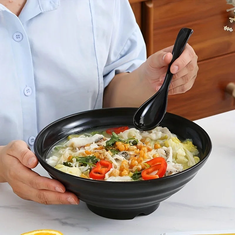 Thickened Plastic Ramen Bowl Anti-Slip Salad Bowl Solid Color Perfect for Kitchen Restaurant Lamian Noodles Bowl(Not CERAMIC)