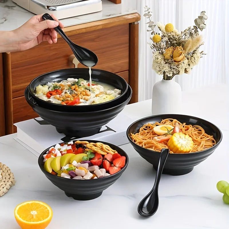 Thickened Plastic Ramen Bowl Anti-Slip Salad Bowl Solid Color Perfect for Kitchen Restaurant Lamian Noodles Bowl(Not CERAMIC)