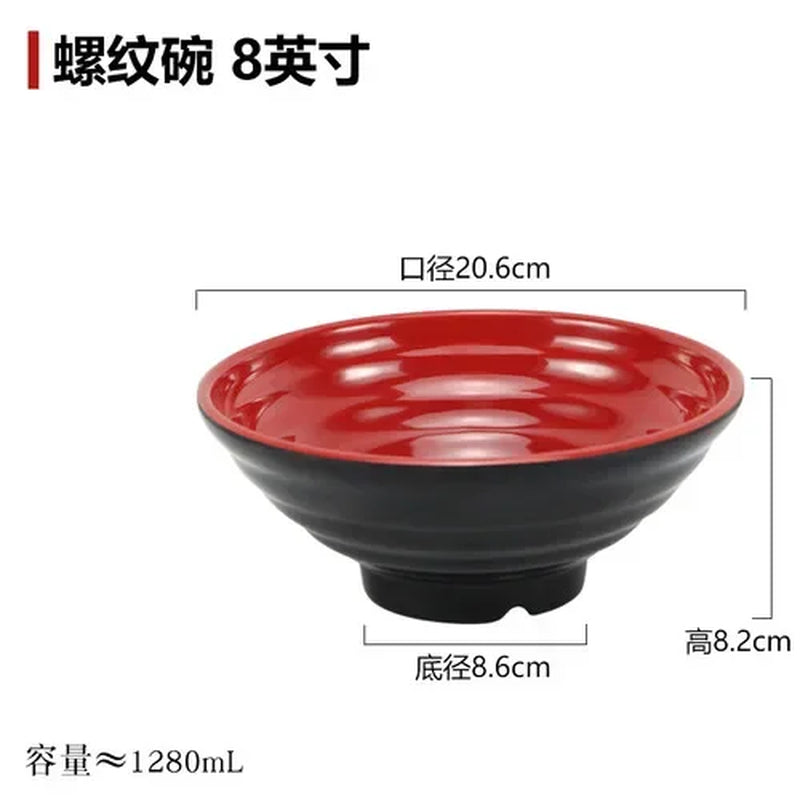 Black and Red Melamine Bowls, Buffet Plates, Ramen Bowl, Soup, Salad Bowl, Plastic Bowls, Kitchenware, Restaurant Supplies