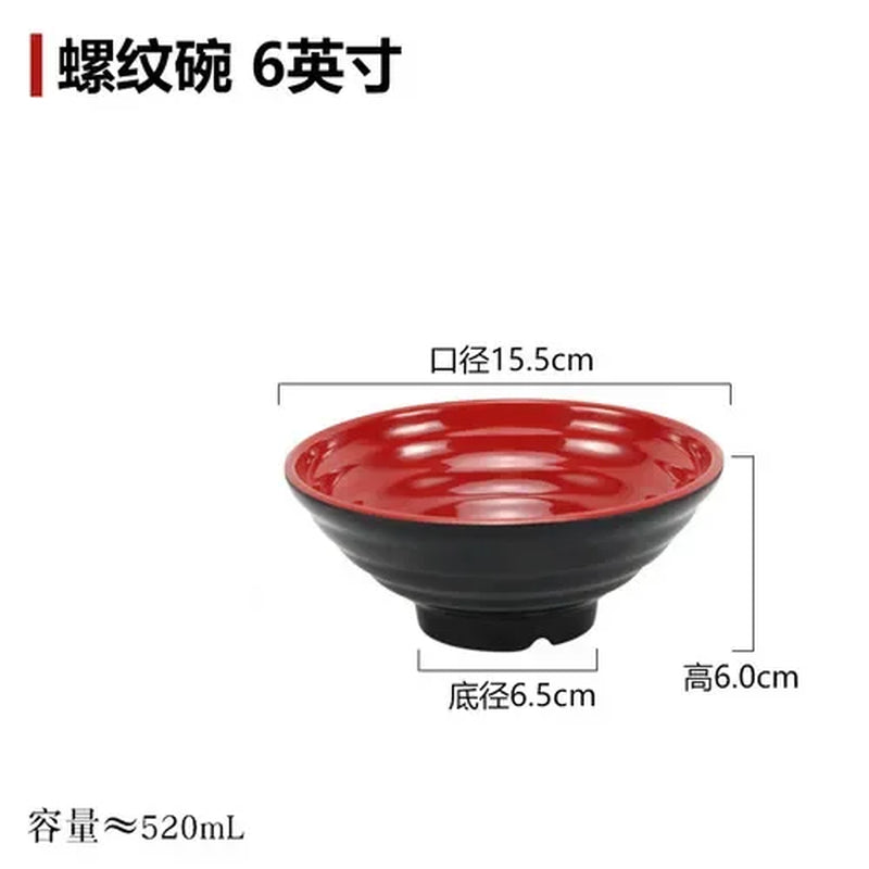 Black and Red Melamine Bowls, Buffet Plates, Ramen Bowl, Soup, Salad Bowl, Plastic Bowls, Kitchenware, Restaurant Supplies