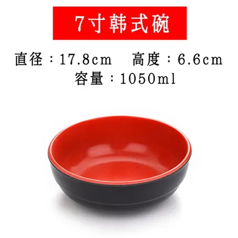 Black and Red Melamine Bowls, Buffet Plates, Ramen Bowl, Soup, Salad Bowl, Plastic Bowls, Kitchenware, Restaurant Supplies