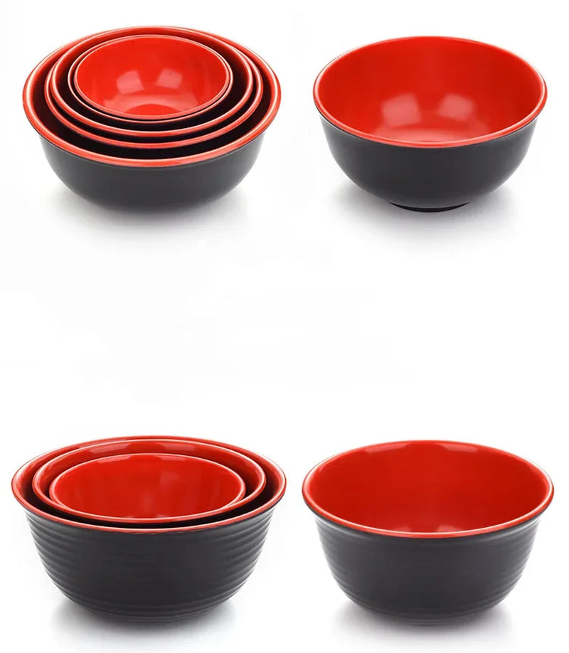 Black and Red Melamine Bowls, Buffet Plates, Ramen Bowl, Soup, Salad Bowl, Plastic Bowls, Kitchenware, Restaurant Supplies