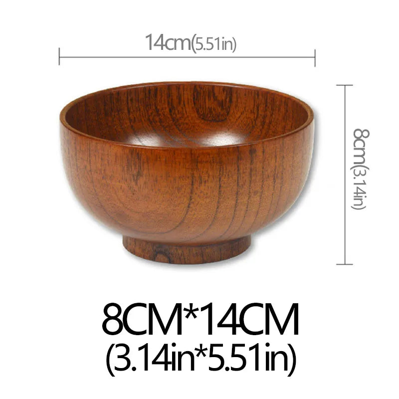 Japanese Sour Jujube Wood Bowl Baby Bowl Sour Jujube Wooden Bowl Salad Bowl Household Soup Bowl Noodle Bowl Household Tableware