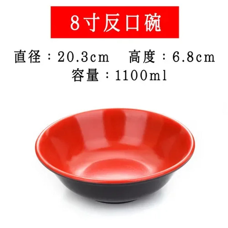 Black and Red Melamine Bowls, Buffet Plates, Ramen Bowl, Soup, Salad Bowl, Plastic Bowls, Kitchenware, Restaurant Supplies