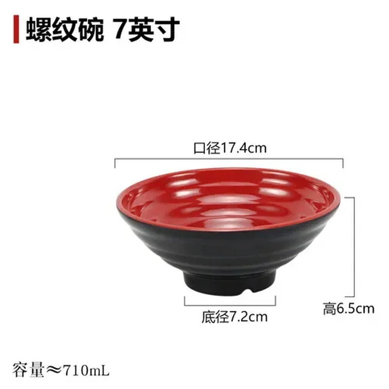 Black and Red Melamine Bowls, Buffet Plates, Ramen Bowl, Soup, Salad Bowl, Plastic Bowls, Kitchenware, Restaurant Supplies