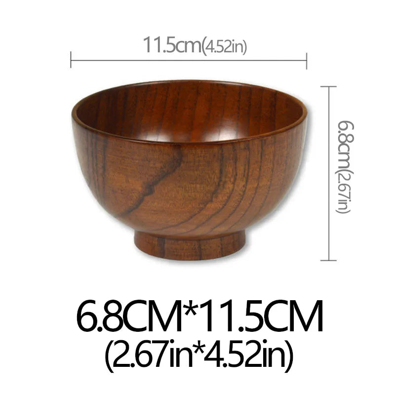 Japanese Sour Jujube Wood Bowl Baby Bowl Sour Jujube Wooden Bowl Salad Bowl Household Soup Bowl Noodle Bowl Household Tableware