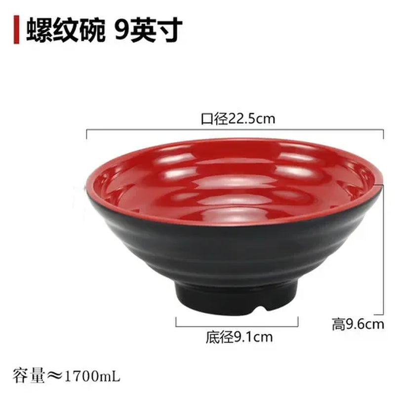 Black and Red Melamine Bowls, Buffet Plates, Ramen Bowl, Soup, Salad Bowl, Plastic Bowls, Kitchenware, Restaurant Supplies