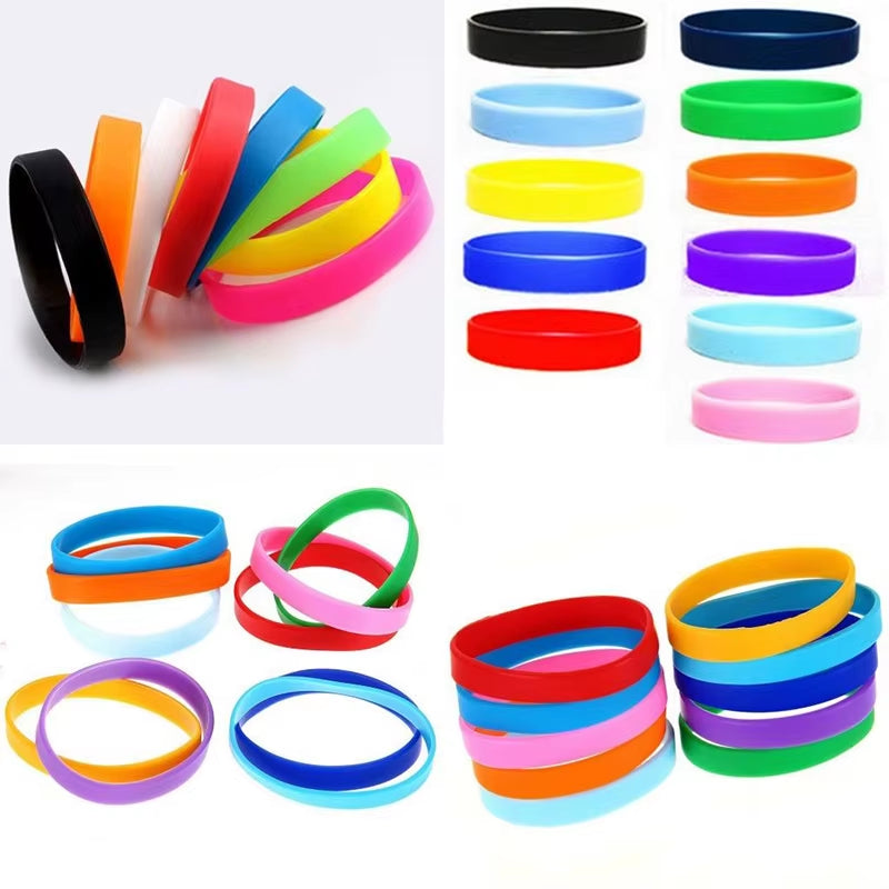 Wholesale 12Colors 1Pc Women Men Silicone Rubber Wristband Flexible Wrist Band Cuff Bracelet Sports Jogger Running Casual Bangle