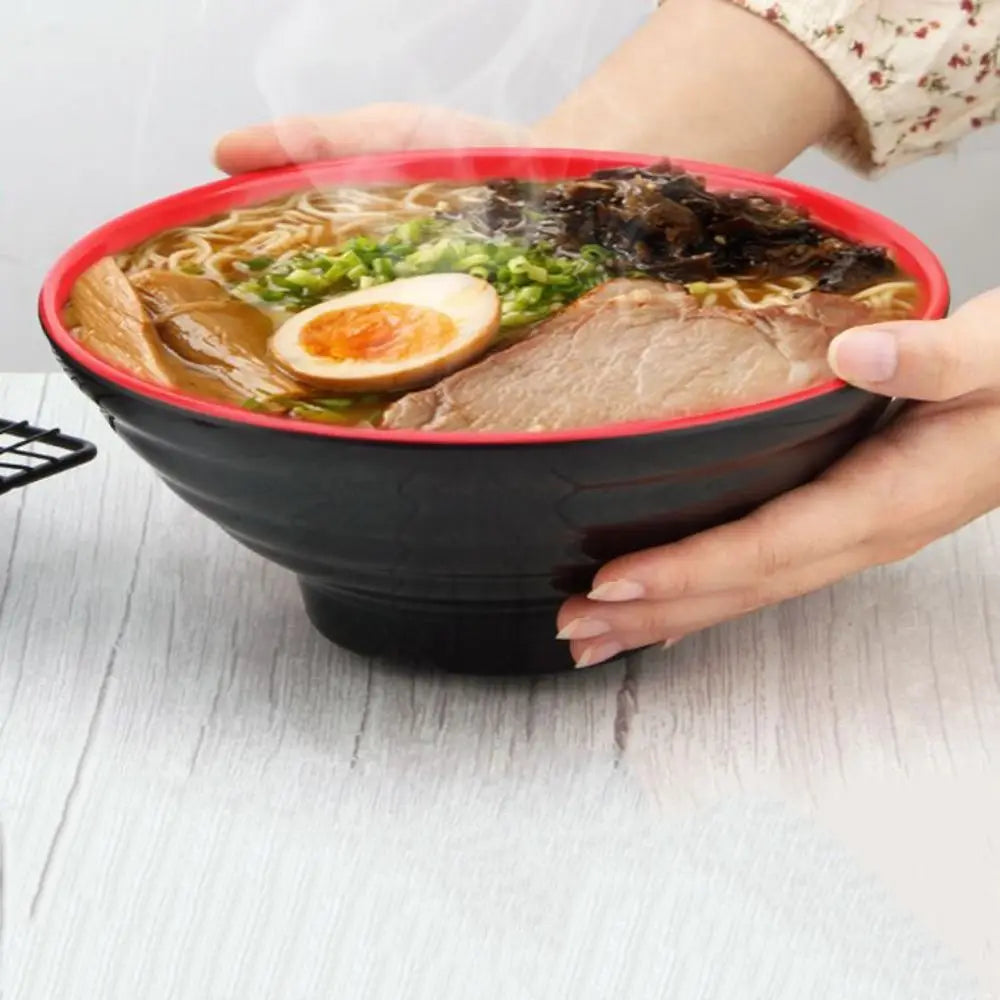Tableware Melamine Ramen Bowl Red and Black Japanese Style Fruit Salad Bowl Heat Safe Fall-Resistant Soup Bowl Restaurant